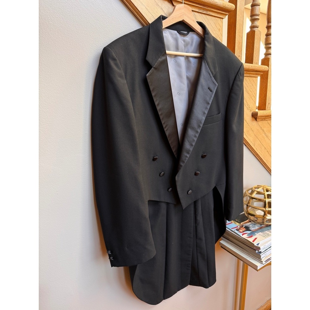 VTG 38L Christian Dior Monsieur Black Tailcoat Tuxedo Jacket Formal Evening Wear - Picture 5 of 10